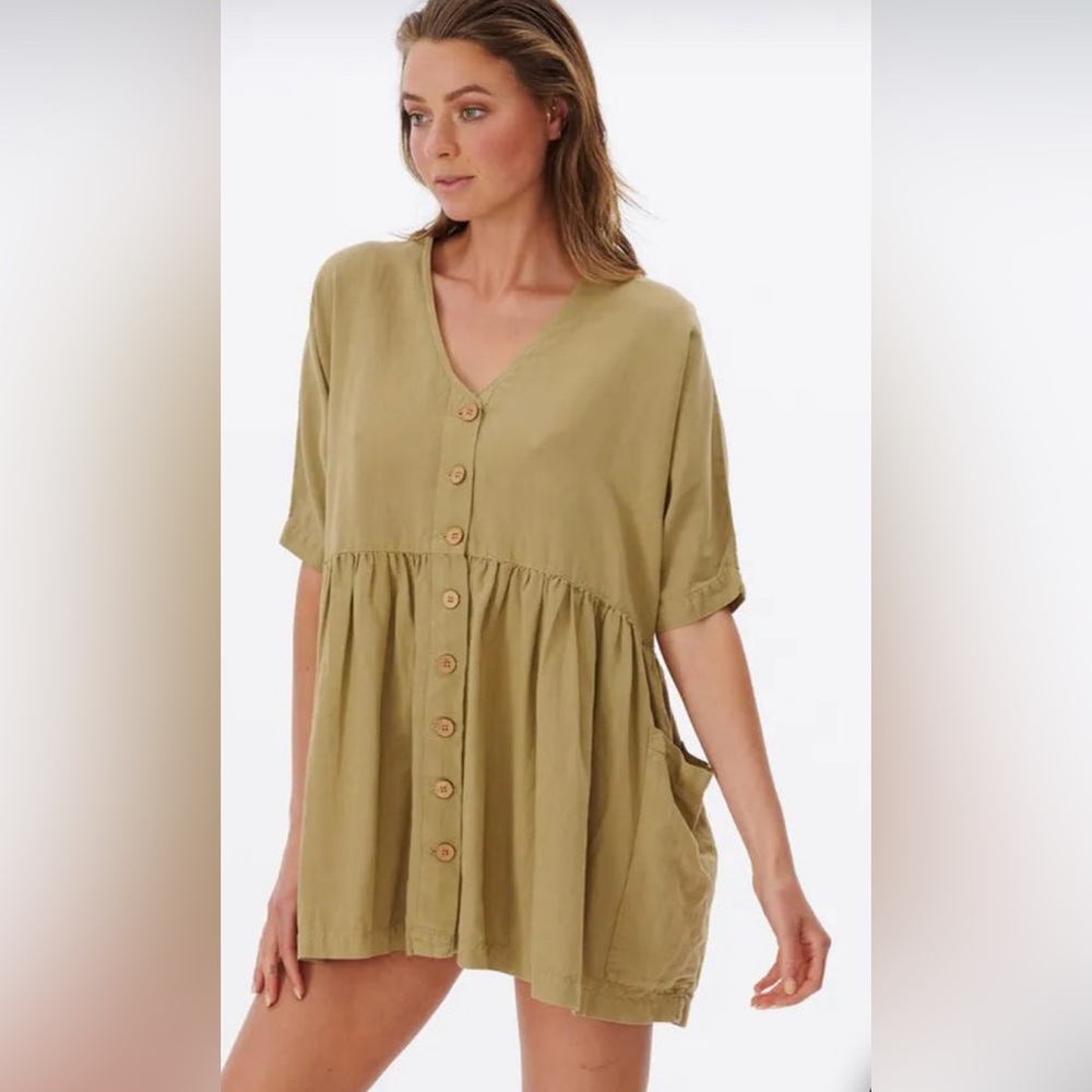 RIP CURL Premium Linen-Blend Babydoll Dress